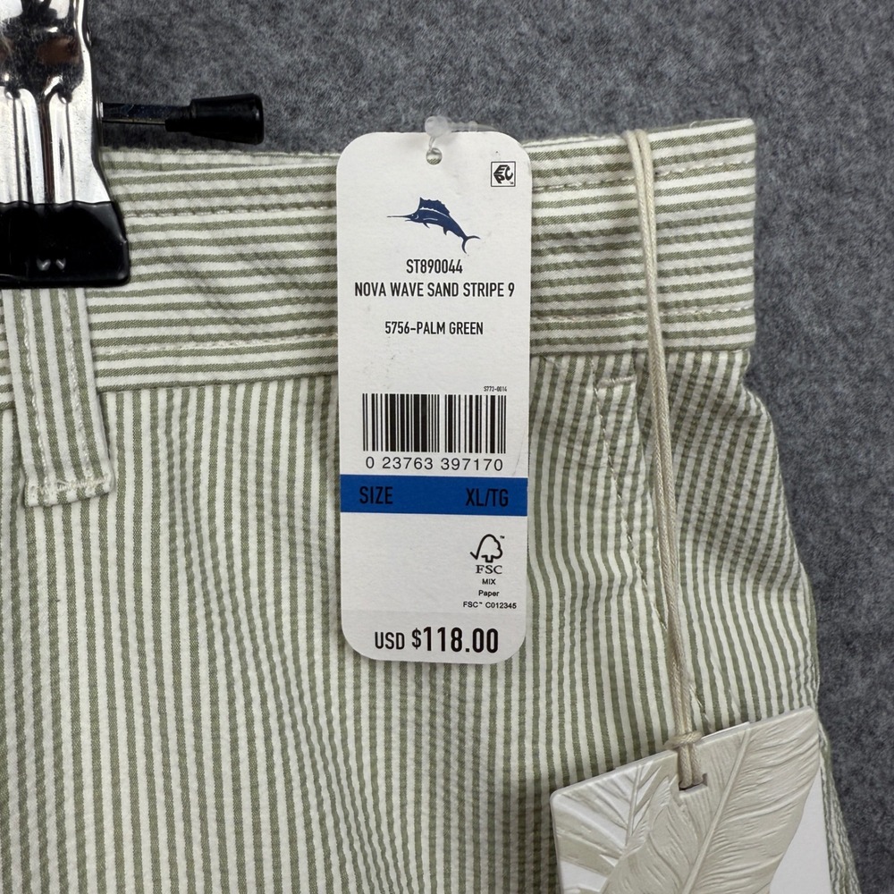 Tommy Bahama Nova Wave Sand Stripe 9 Shorts Mens XL Palm Green ST890044 New - Picture 2 of 13